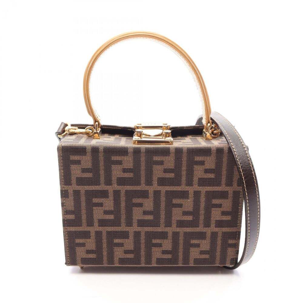Fendi Zucca 2-Way Handbag, Canvas and Leather, Women's, Brown